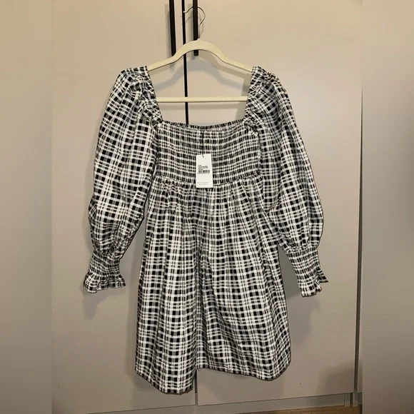 NWT FAITHFULL THE BRAND DELANO Check Print MINI Dress Size US 4 - Picture 3 of 7